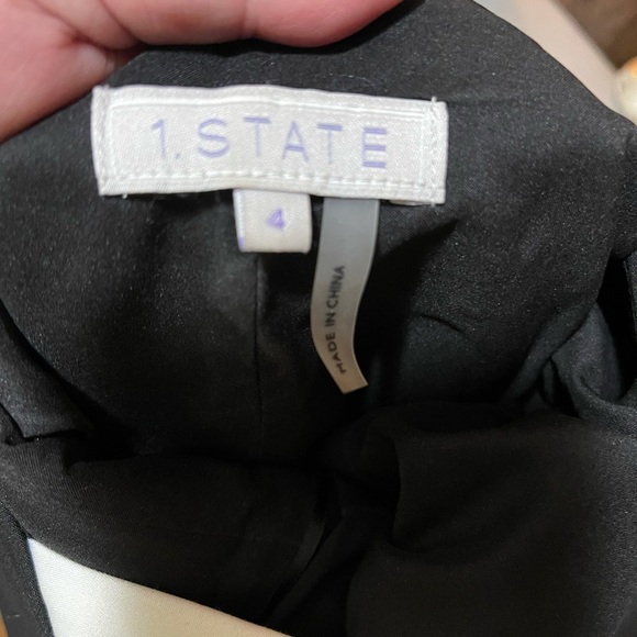 1. STATE Black Bodycon Sleeveless White Criss Cross Back Midi Dress - Picture 9 of 12